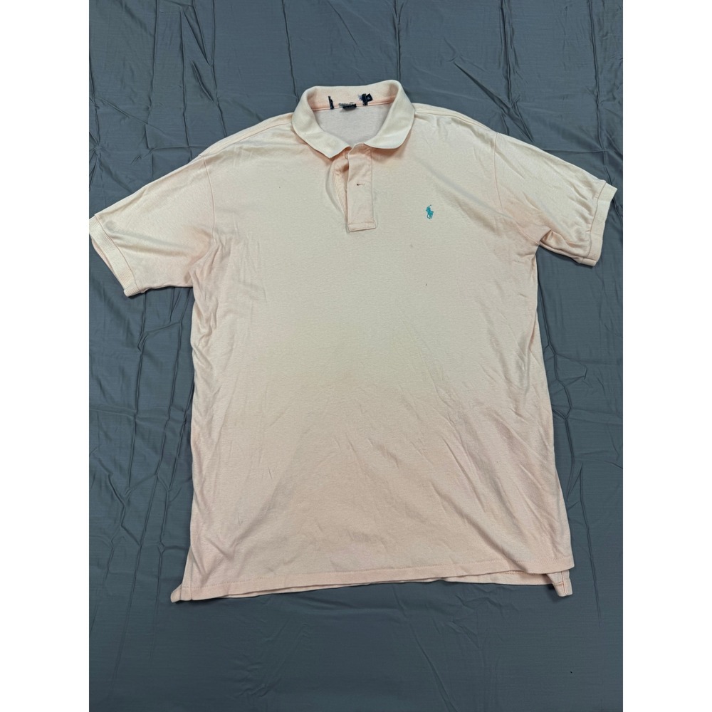 Polo Ralph Lauren Mens XL Salmon Pink Polo Shirt Short Sleeve Made in USA Cotton